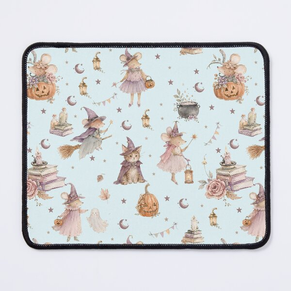 Item preview, Whimsical Halloween Mice & Witches – Pastel Storybook Pattern designed and sold by PaperyAndInk.