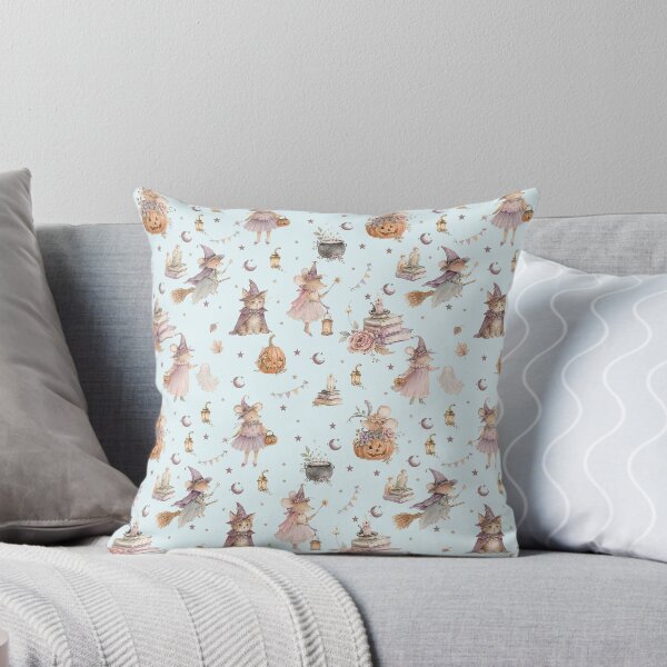 Item preview, Whimsical Halloween Mice & Witches – Pastel Storybook Pattern designed and sold by PaperyAndInk.