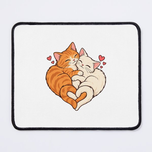 Item preview, Cuddling Cats in a Heart – Cute Ginger and Cream Cat Illustration designed and sold by DOCHEC.
