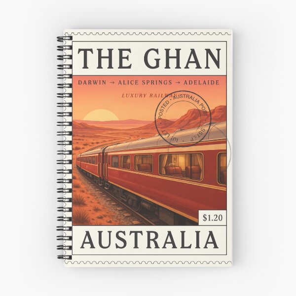 Item preview, The Ghan • Darwin to Alice Springs to Adelaide • Luxury Outback Railway Stamp designed and sold by stickercuffs.