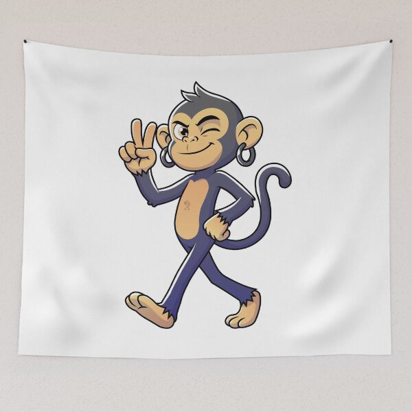 Item preview, Cool Winking Monkey Peace Sign Cartoon Ape Art  designed and sold by Rupesh-Art26.