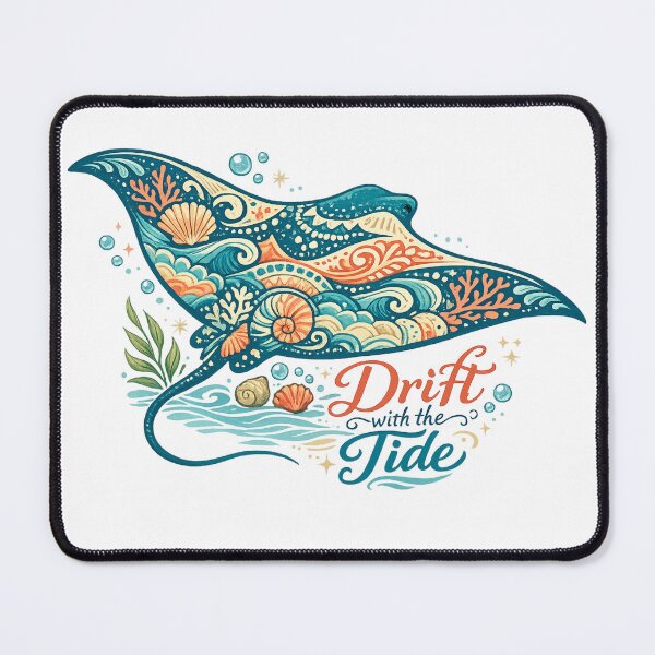 Item preview, Drift With the Tide Manta Ray Ocean Lover Coastal Marine Life Art designed and sold by inkoutninja.