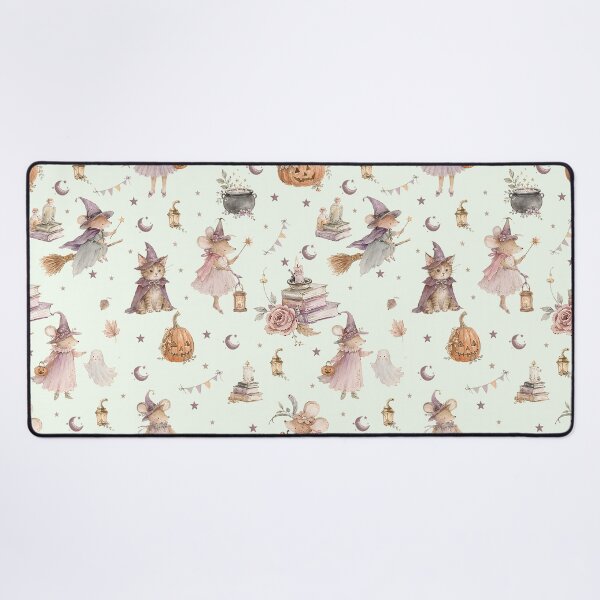 Item preview, Whimsical Halloween Mice & Witches – Pastel Storybook Pattern designed and sold by PaperyAndInk.