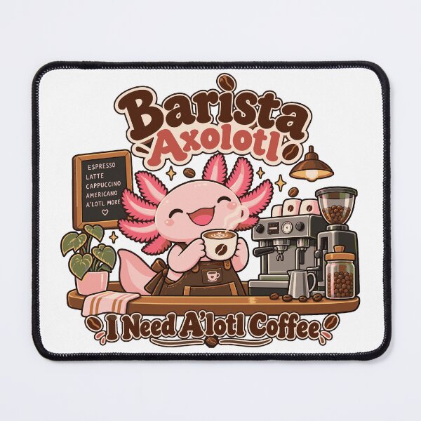Item preview, Barista Axolotl – I Need A’lotl Coffee Cute Coffee Lover Design designed and sold by HH Design House.