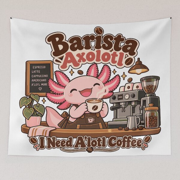 Item preview, Barista Axolotl – I Need A’lotl Coffee Cute Coffee Lover Design designed and sold by HH Design House.