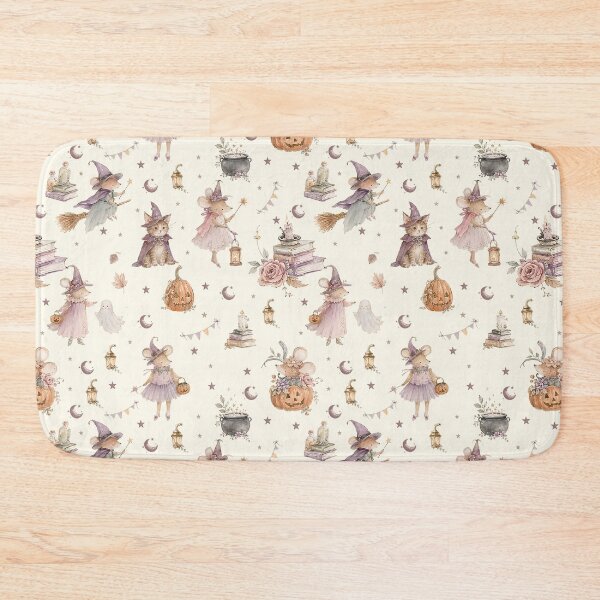 Item preview, Whimsical Halloween Mice & Witches – Pastel Storybook Pattern designed and sold by PaperyAndInk.