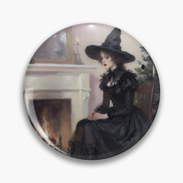 Item preview, Victorian Gothic Christmas Witch with Black Cat | Witchy Holiday Fantasy Art designed and sold by cr6zym1nd.