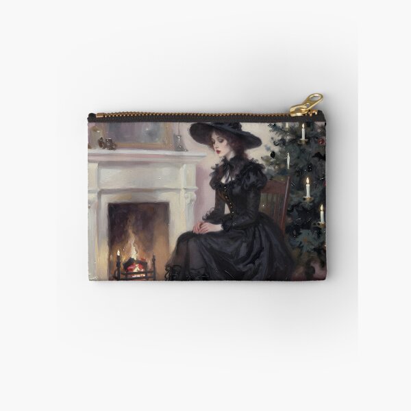 Item preview, Victorian Gothic Christmas Witch with Black Cat | Witchy Holiday Fantasy Art designed and sold by cr6zym1nd.
