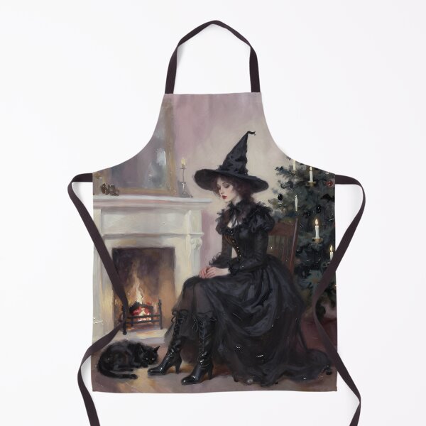 Item preview, Victorian Gothic Christmas Witch with Black Cat | Witchy Holiday Fantasy Art designed and sold by cr6zym1nd.
