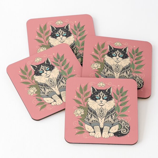 Item preview, Black Cat Mandala – Elegant Boho Floral Cat with Botanical Leaves designed and sold by Mousy17.