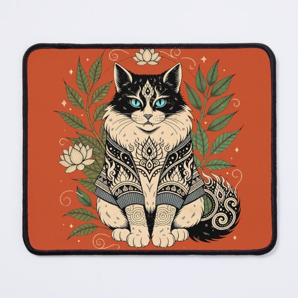 Item preview, Black Cat Mandala – Elegant Boho Floral Cat with Botanical Leaves designed and sold by Mousy17.