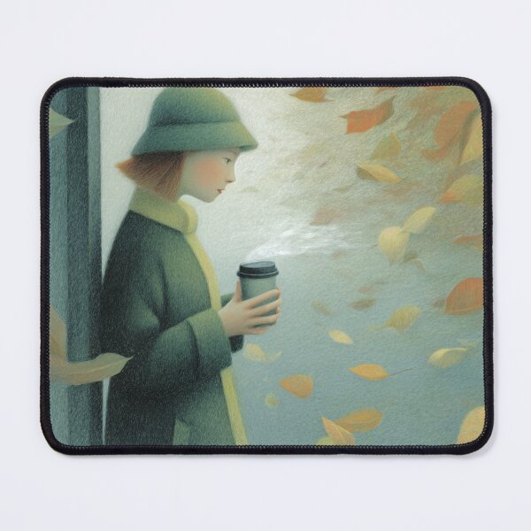 Item preview, Vintage Autumn Melancholy Girl with Coffee and Falling Leaves designed and sold by SweetLilith.
