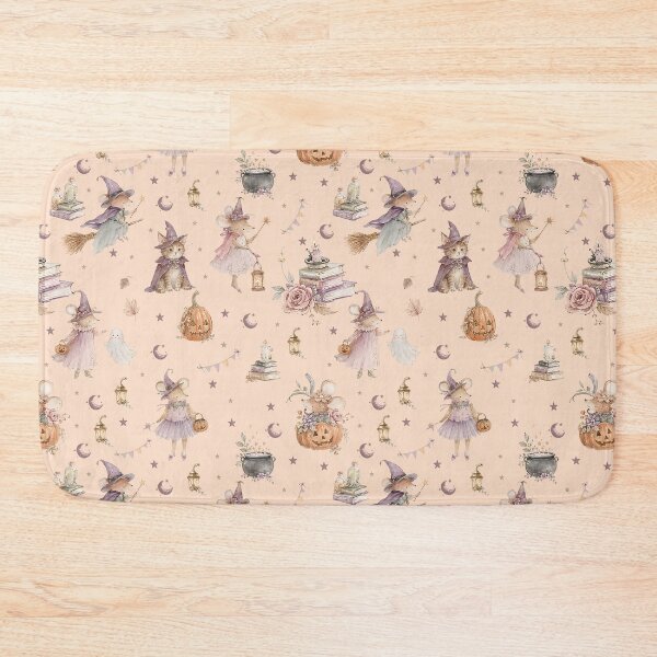 Item preview, Whimsical Halloween Mice & Witches – Pastel Storybook Pattern designed and sold by PaperyAndInk.