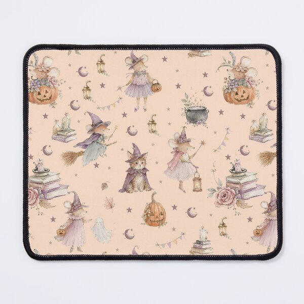 Item preview, Whimsical Halloween Mice & Witches – Pastel Storybook Pattern designed and sold by PaperyAndInk.