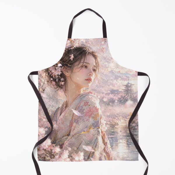 Item preview, Spring Serenade - Elegant Kimono Girl by the River with Cherry Blossoms designed and sold by KINTSUGI-LUMI.