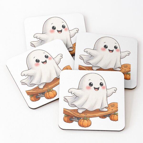 Item preview, Cute Ghost Skateboarding With Pumpkins Halloween designed and sold by Artistprinter.