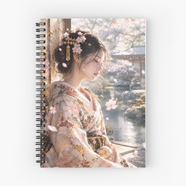 Item preview, Zen Sakura Reverie - Elegant Kimono Girl in Japanese Garden designed and sold by KINTSUGI-LUMI.
