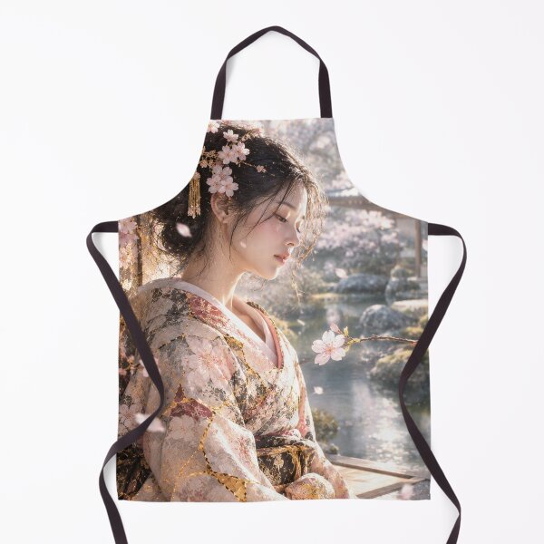 Item preview, Zen Sakura Reverie - Elegant Kimono Girl in Japanese Garden designed and sold by KINTSUGI-LUMI.