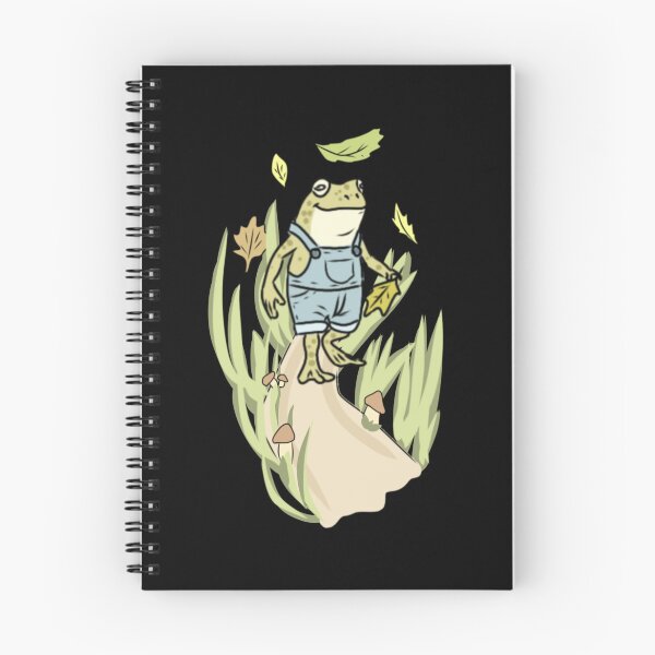 Item preview, ​Cute Frog Autumn Walk with Mushrooms and Leaves Goblincore Aesthetic designed and sold by LeshanArt.