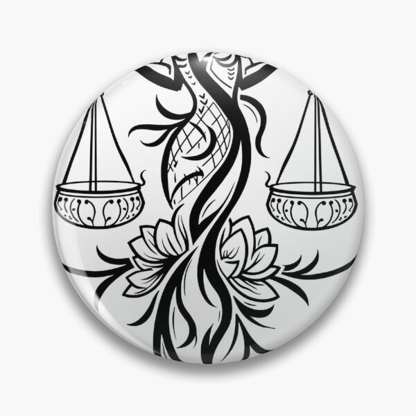 Item preview, Scales of Justice Tattoo Flash - Geometric Tribal Floral Design designed and sold by Qubivibe.
