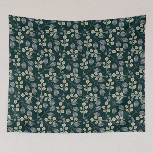 Item preview, Botanical Foliage Deep Emerald Teal Seamless Pattern Art designed and sold by ​Jyoti Digital Artist.