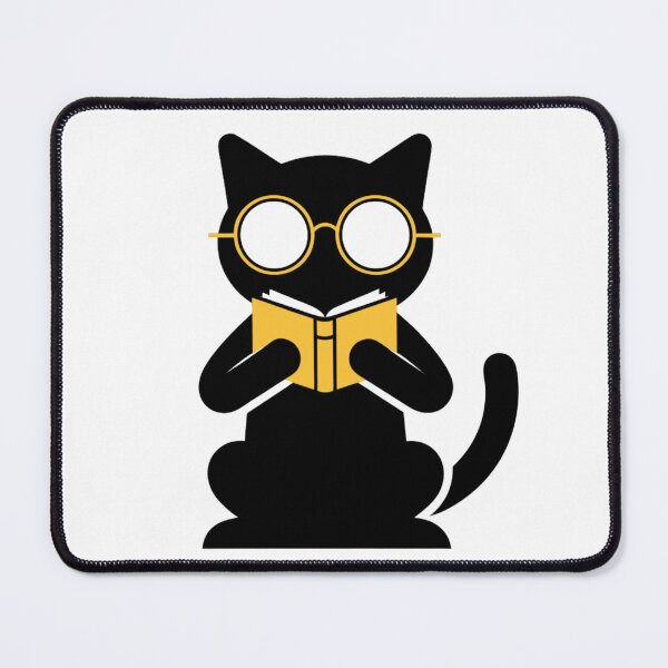 Item preview, Literary Black Cat Reading Book Minimal Art designed and sold by Ikochane.