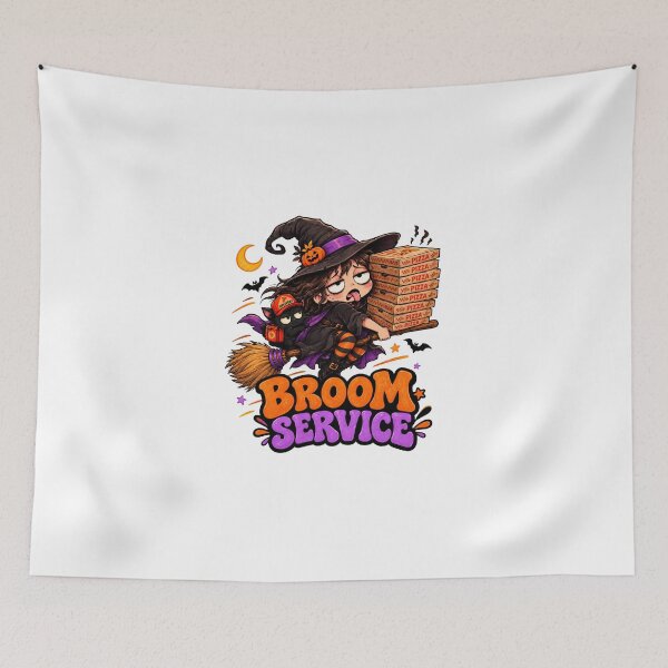 Item preview, Broom Service Halloween, Witch Pizza Delivery Design, Funny Halloween Sublimation designed and sold by Pixanova.