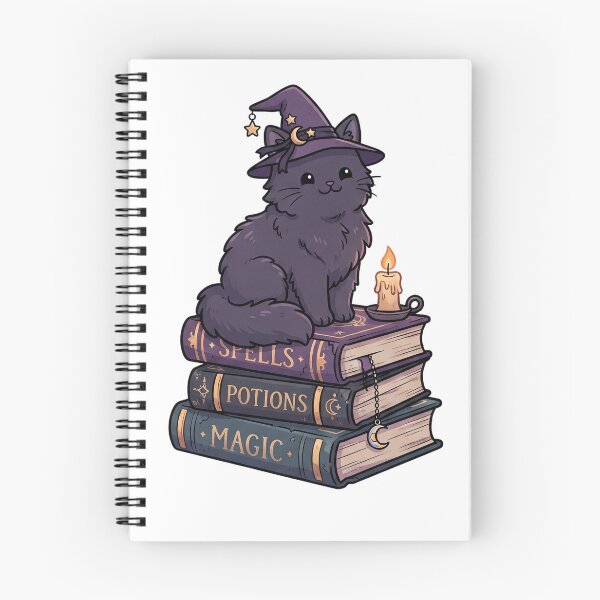 Item preview, Witchy Black Cat on Spell Books designed and sold by Rariks.