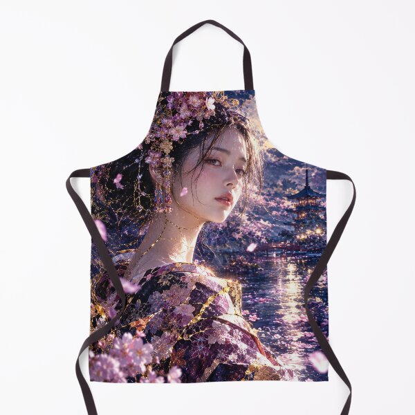 Item preview, Midnight Sakura Reverie - Elegant Kimono Girl under the Full Moon designed and sold by KINTSUGI-LUMI.