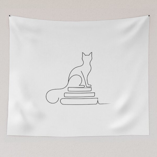 Item preview, Black Cat Reading Book Minimalist Literary Art designed and sold by Ikochane.