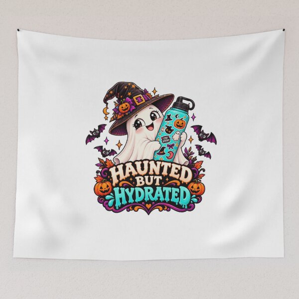 Item preview, Haunted But Hydrated Halloween Design, Cute Ghost Water Bottle, Spooky Halloween Shirt designed and sold by Pixanova.