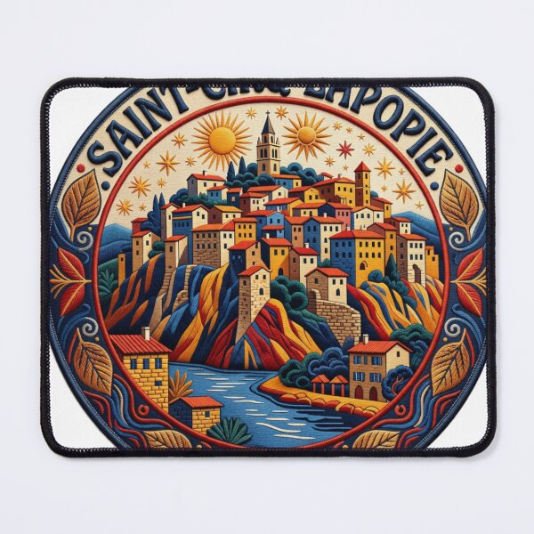 Item preview, Saint Cirq Lapopie France Medieval Cliff Village Embroidered Patch Sticker designed and sold by Imaginarium of Chaos falcon88 .