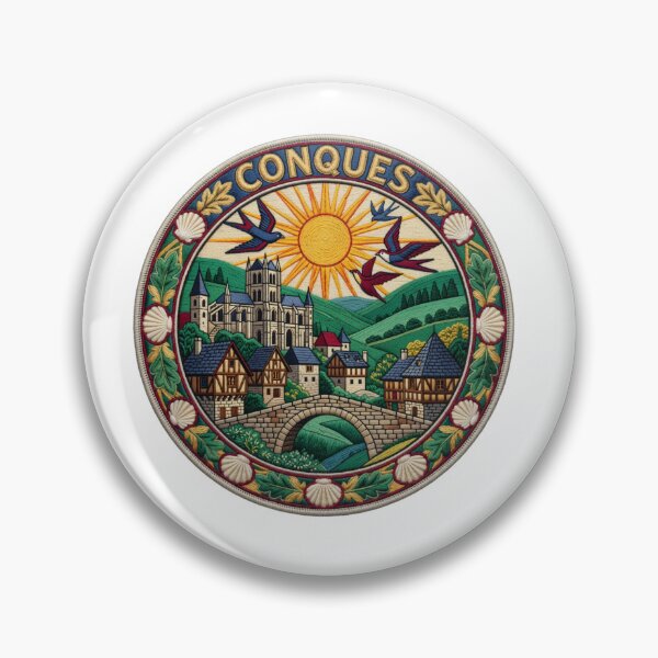 Item preview, Conques France Pilgrimage Village Abbey Embroidered Patch Sticker designed and sold by Imaginarium of Chaos falcon88 .