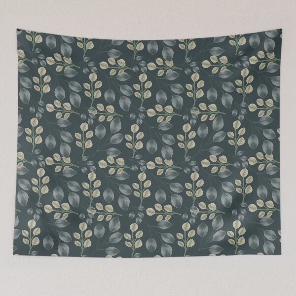 Item preview, Botanical Foliage Dark Slate Teal Seamless Pattern Art designed and sold by ​Jyoti Digital Artist.