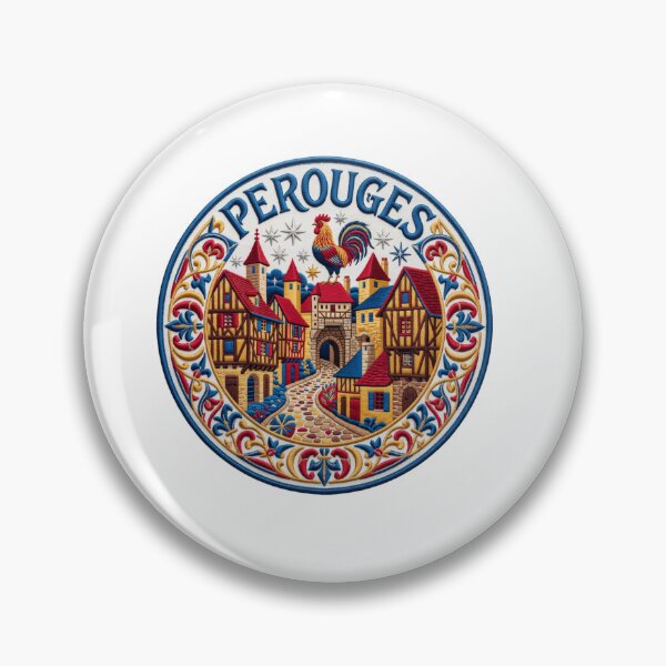 Item preview, Perouges France Medieval Hilltop Town Embroidered Patch Sticker designed and sold by Imaginarium of Chaos falcon88 .