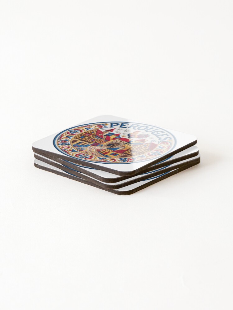 Thumbnail 4 of 5, Coasters (Set of 4), Perouges France Medieval Hilltop Town Embroidered Patch Sticker designed and sold by falcon88.