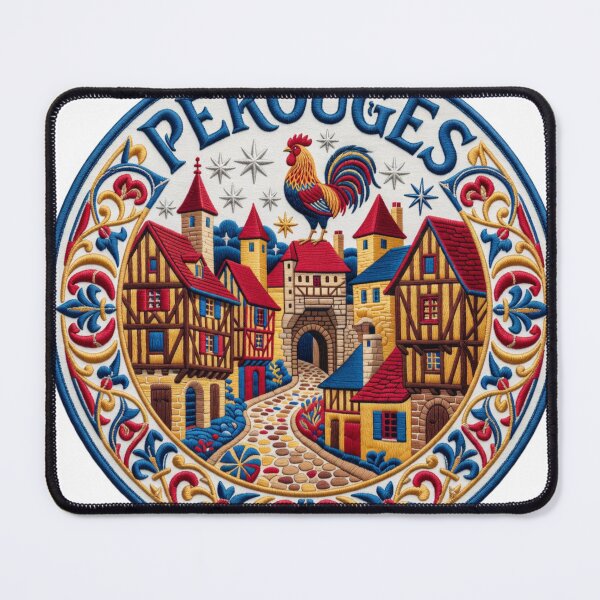 Item preview, Perouges France Medieval Hilltop Town Embroidered Patch Sticker designed and sold by Imaginarium of Chaos falcon88 .