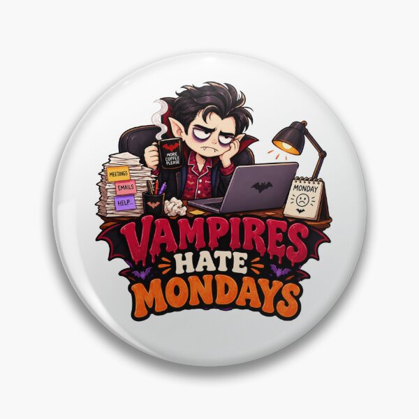 Item preview, Vampires Hate Mondays Halloween Design, Funny Coffee Vampire, Monday Humor, Spooky Office Design designed and sold by Pixanova.