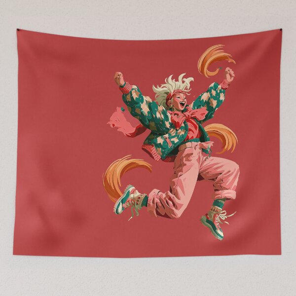 Item preview, Energetic Blonde Character in Floral Jacket designed and sold by colorful-white.