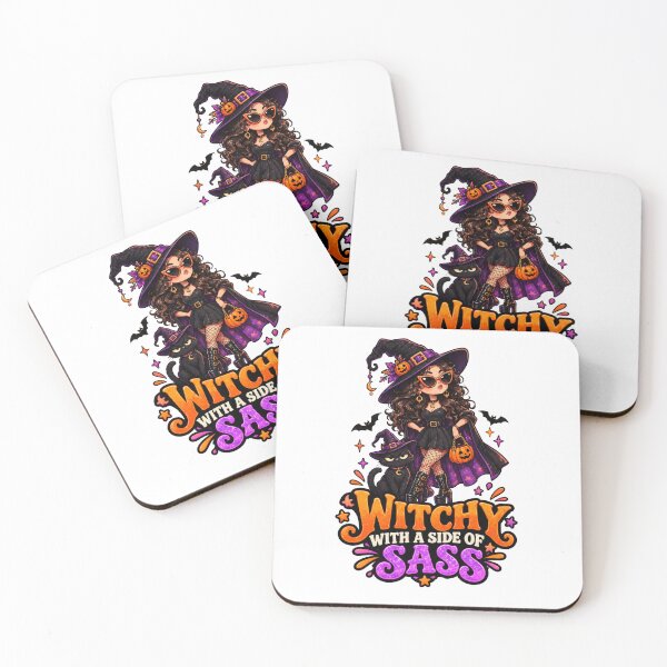 Item preview, Witchy With a Side of Sass Halloween Design, Sassy Witch and Black Cat, Cute Spooky Halloween designed and sold by Pixanova.