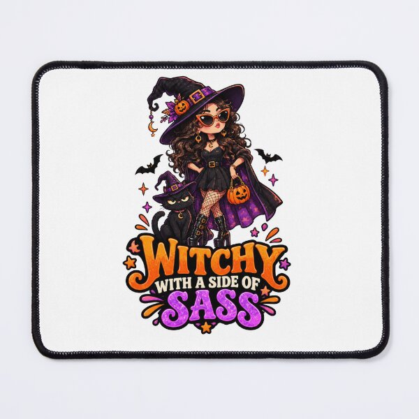 Item preview, Witchy With a Side of Sass Halloween Design, Sassy Witch and Black Cat, Cute Spooky Halloween designed and sold by Pixanova.