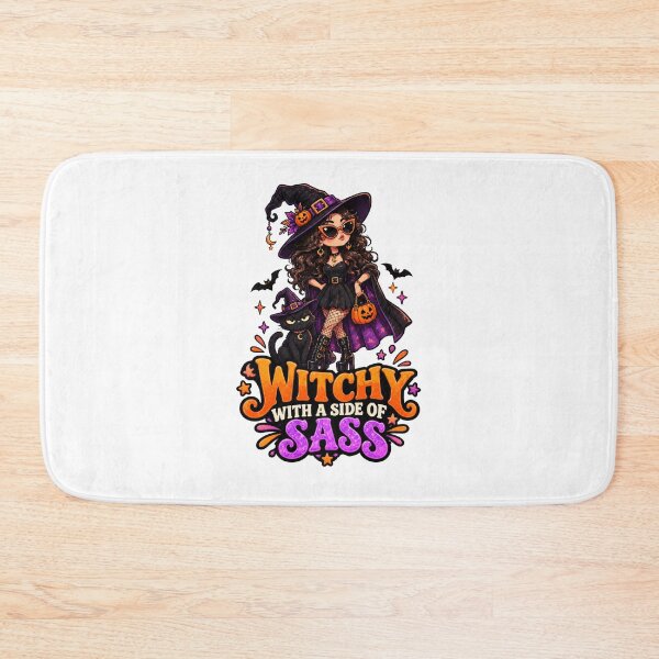 Item preview, Witchy With a Side of Sass Halloween Design, Sassy Witch and Black Cat, Cute Spooky Halloween designed and sold by Pixanova.