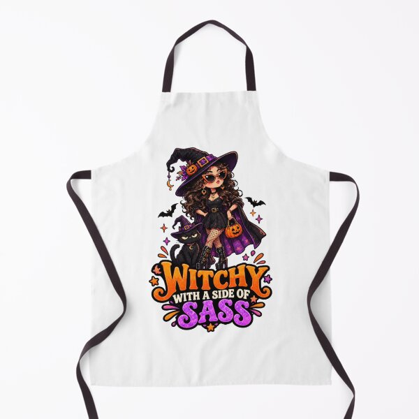 Item preview, Witchy With a Side of Sass Halloween Design, Sassy Witch and Black Cat, Cute Spooky Halloween designed and sold by Pixanova.