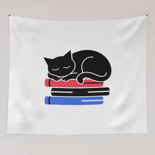 Item preview, Bookworm Cat Reading Open Book Silhouette designed and sold by Ikochane.