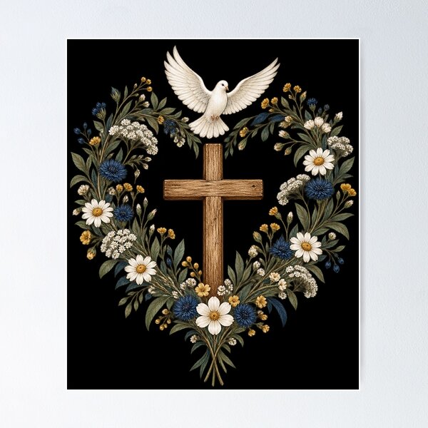 Item preview, Floral Heart Cross Peace Dove designed and sold by haitrieuic96.