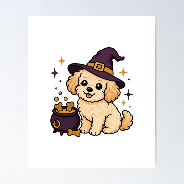 Item preview, Cute Wizard Maltipoo Dog In Witch Hat Halloween Sticker Art designed and sold by wildsilencee.