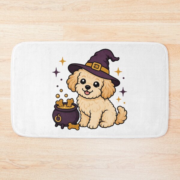Artikelvorschau, Niedlicher Maltipoo-Hund mit Hexenhut – Halloween-Aufkleber entworfen und verkauft von wildsilencee.