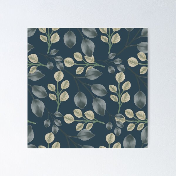 Item preview, Botanical Foliage Slate Blue Seamless Pattern Art designed and sold by ​Jyoti Digital Artist.
