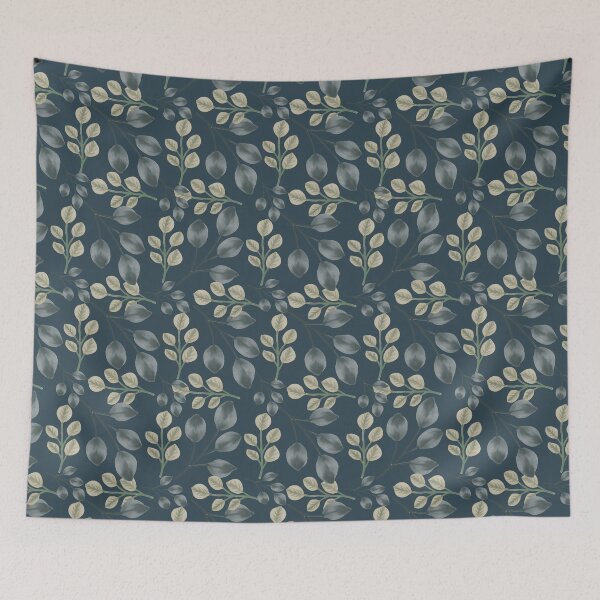 Item preview, Botanical Foliage Slate Blue Seamless Pattern Art designed and sold by ​Jyoti Digital Artist.