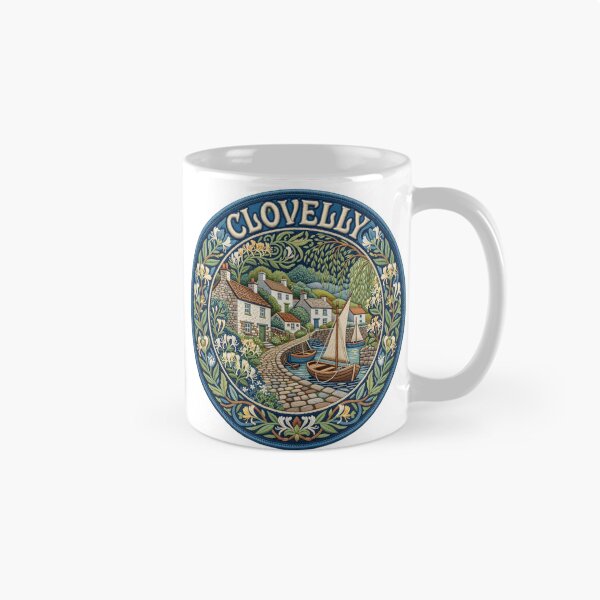 Item preview, Clovelly England Devon Fishing Village Embroidered Patch Sticker designed and sold by Imaginarium of Chaos falcon88 .